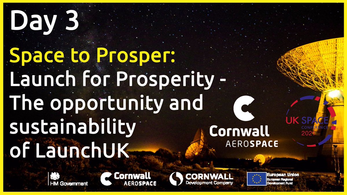 .@UKSpaceConf Day 3 is all about #Launch 🚀
 
We’re looking forward to tuning in to <a href="/SpaceCornwall/">Spaceport Cornwall</a>'s Ross Hulbert from 13:50pm.
 
Ross will be joining the panel on ‘Launch for Prosperity: the opportunity and sustainability of #LaunchUK’. 
 
Check it out 👉 spaceconference.co.uk/register