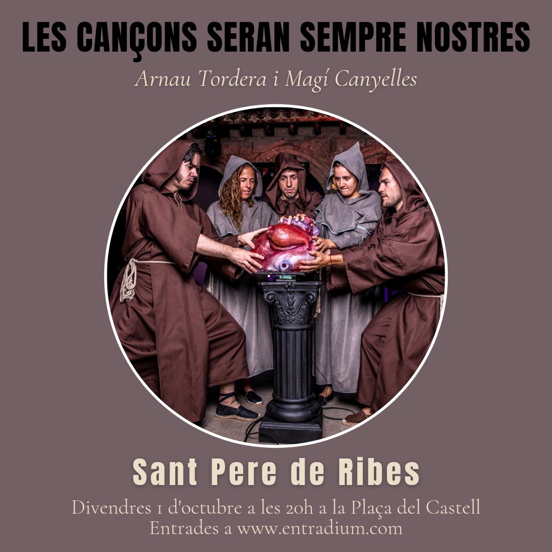 CanconsNostres's tweet photo. Ja teniu la vostra entrada??👇

💥SANT PERE DE RIBES
🗓️Divendres 1/10 a les 20h
📍Plaça del Castell
🎟️https://t.co/O0PJmjUC1g
____
💥MOLINS DE REI
🗓️Dissabte 2/10 a les 22h
📍Pati de l'Escola la Sínia
🎟️https://t.co/f628dXQoQY https://t.co/WVV45KdJdi