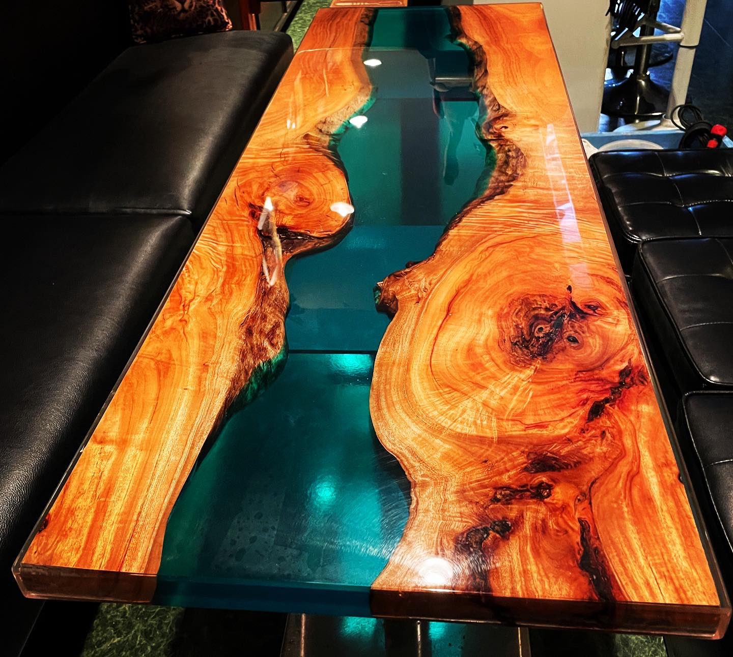 レジンアート海 折り畳み式ミニテーブル Beachヤシの木 お皿付