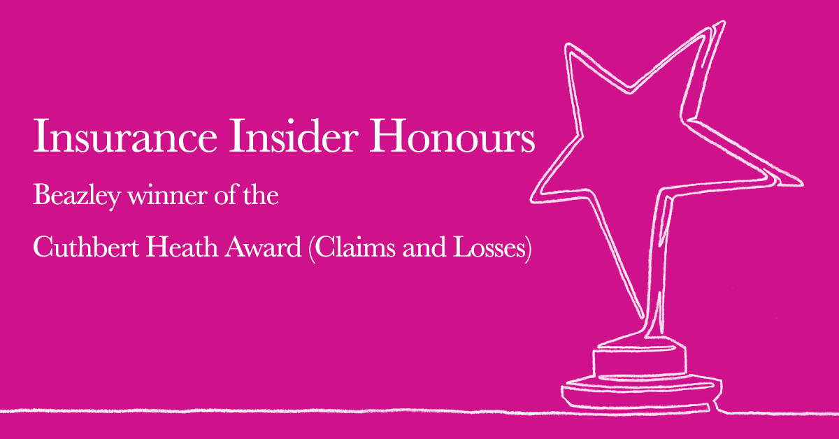 BeazleyGroup's tweet photo. We're very proud of our claims team for winning the Cuthbert Heath Award (Claims &amp; Losses) at the @InsuranceInside Honours 2021. This marks the second consecutive year the team has been awarded this accolade. https://t.co/jCaKd7wVsg #InsiderHonours  #Claims #awardwinningteam https://t.co/6dbDgg8kPP