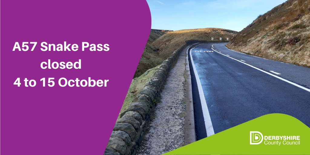 The A57 Snake Pass will be closed from 4 to 15 October (inc weekend) for a bit of a spruce up, resurfacing, drain work etc. No traffic or bikes will be allowed through, access for residents and farmers who need it. Apols for the inconvenience, diversions will be in place.