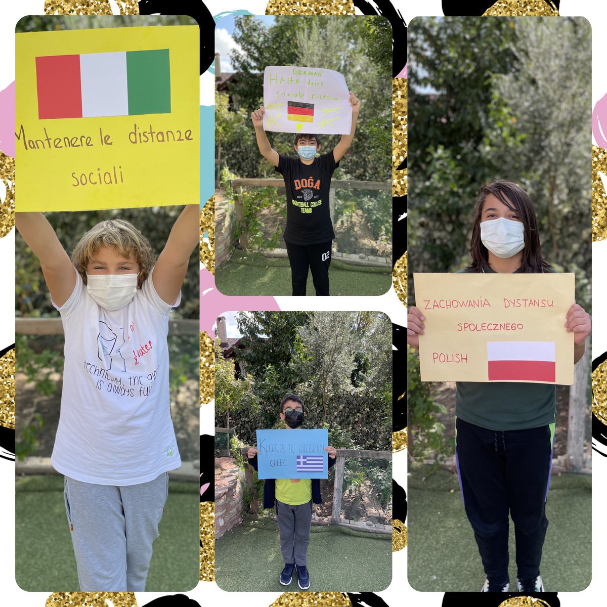 European Day of Languages🇩🇪🇫🇷🇬🇧

How to say “Wear Your Mask and Keep Your Social Distance” in different languages😷🧍‍♀️   🧍‍♂️

<a href="/EnisEryaman/">Enis Eryaman</a> 
<a href="/ozgurkapann/">Özgür Kapan</a> 
<a href="/hakaninanir/">Hakan İnanır</a> 
<a href="/hakankbrslolu2/">hakan kıbrıslıoğlu</a> 
<a href="/tbmumcu/">TM</a> 
<a href="/AYSUNGUZELYURT/">Aysun Güzelyurt Kılınç</a>
<a href="/muratyllmaz78/">muratyılmaz</a>