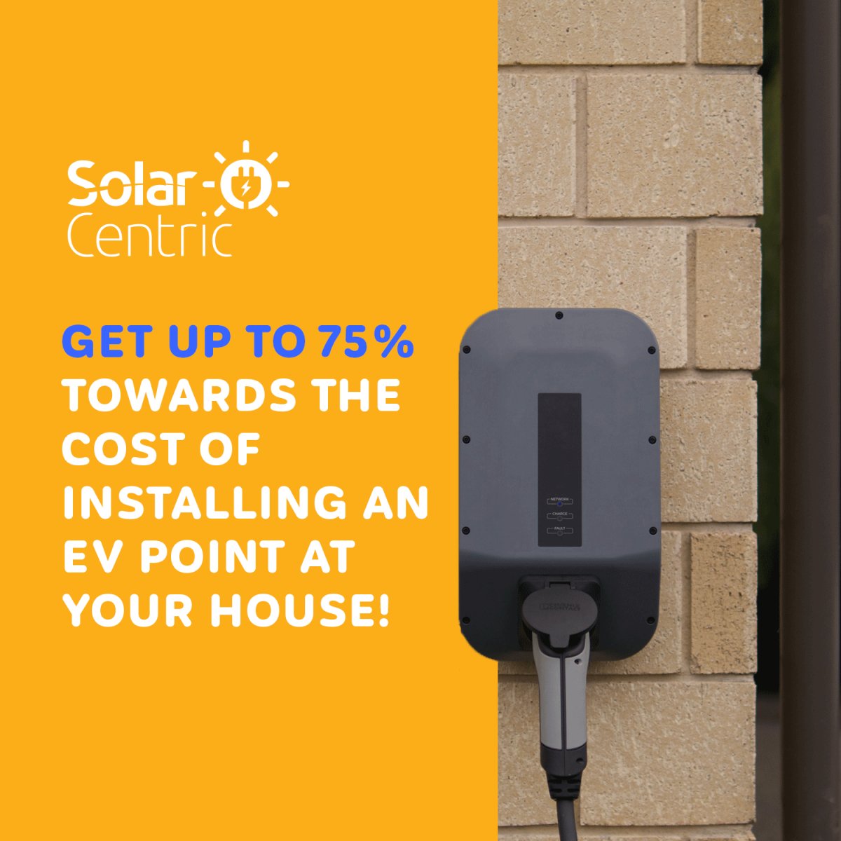 SolarCentric_'s tweet photo. Get up to 75% towards the cost of installing an EV point at your house! 🏡🔋 
 
 SolarCentric offer EV charge points that can alter charge rates when appliances in the home are switched on and off⚡ 
 
 Get in touch with us today: https://t.co/JL0k8lD7y3 
 
 #ElectricVehicle https://t.co/JDN0o4JXb4