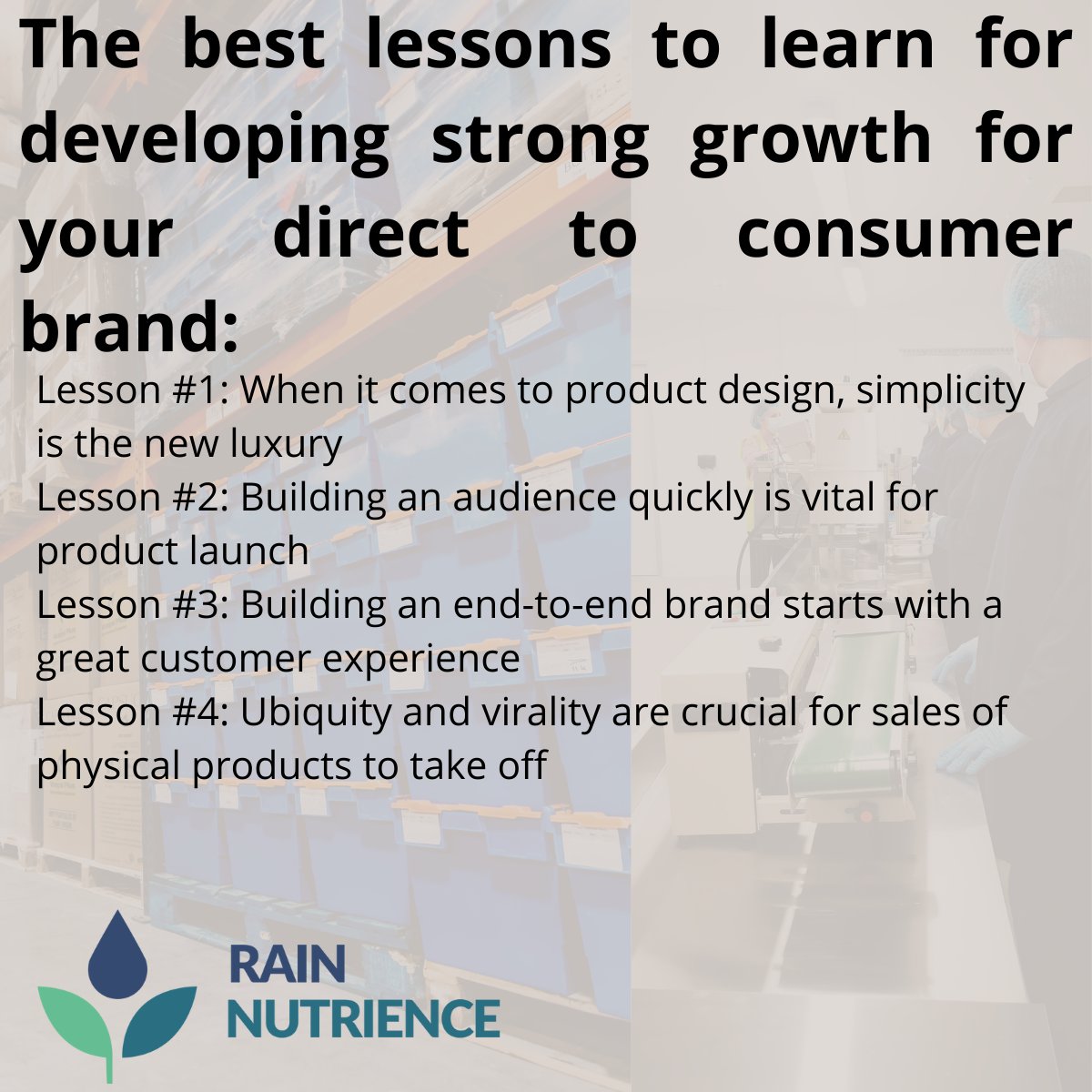 D2C brands are doing very well right now and these are the most important lessons to learn for developing strong growth. We can support you in learning these lessons and we can help build your brand. 

ow.ly/Ubc350FWa2Q

#StreamlineYourBusiness #D2C #IndustryNews