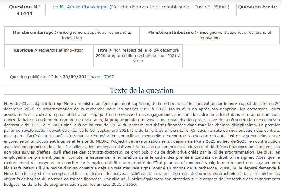HuetSylvestre's tweet photo. Alors que la propagande ministérielle sur la pluie de milliards d'euros pleuvant sur la Recherche est en difficulté journalistique,
https://t.co/IrO6c0ORKB
Une question écrite du député @Chassaigne montre que même le minimum prévu par la loi pour les doctorants n'est pas tenu. https://t.co/wuxKGKRUyS