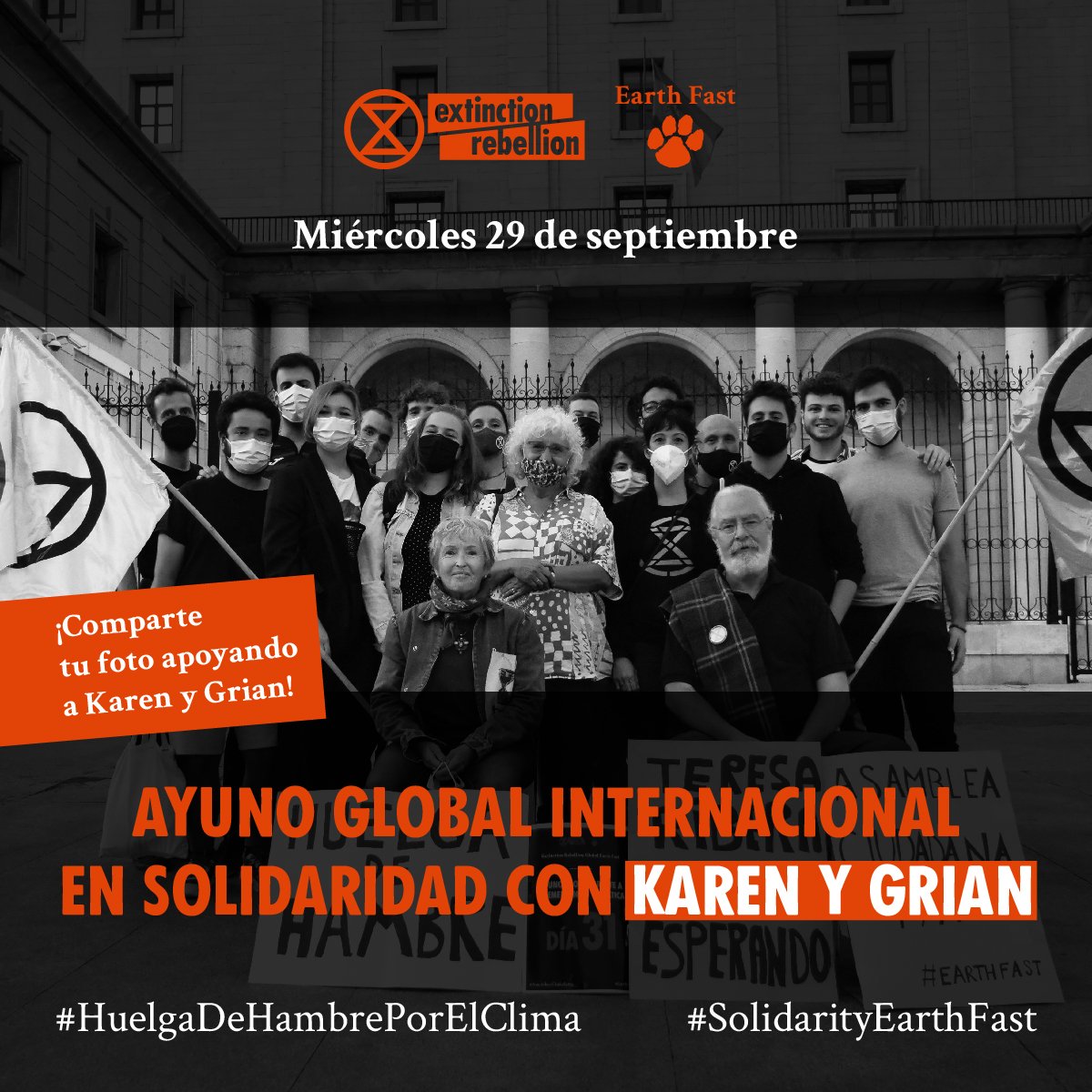esXrebellion's tweet photo. 🙅🏽‍♀️ No basta con buenas palabras, @mitecogob y @TeresaRibera . 

Se requiere un compromiso radical con el planeta y con el futuro de todos/as, tan rotundo como el de Karen y Grian, que llevan 33 días de #HuelgadeHambreporelClima .

Hay mucho en juego. 🌍🔥

#SolidarityEarthFast https://t.co/2KN8H8hyD9
