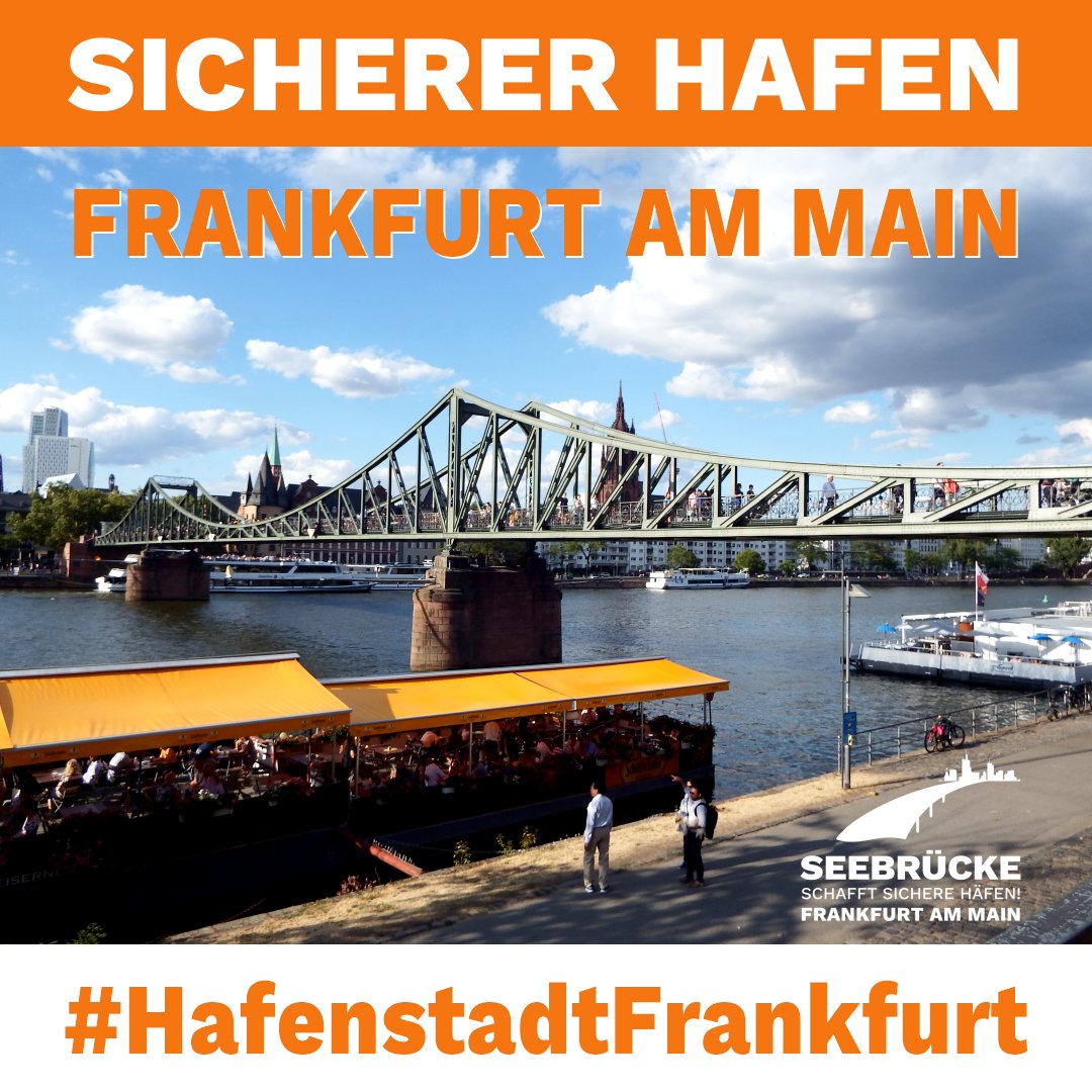 SICHERER HAFEN<br>FRANKFURT AM MAIN<br>Foto des Eisernen Stegs<br>#HafenstadtFrankfurt