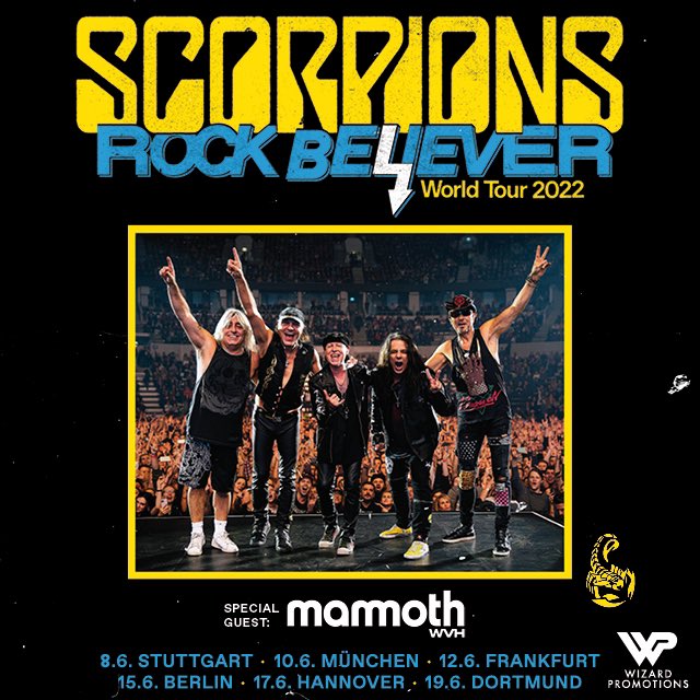 Die <a href="/scorpions/">Scorpions</a> kommen im Juni 2022 mit ihrem neuen Album #rockbeliever auf Deutschland-Tour! 🤘🏿

#Scorpions #RockBelieverWorldTour #HardRock #80srock #RockBelieverTour #Scorpionsband #wizpro