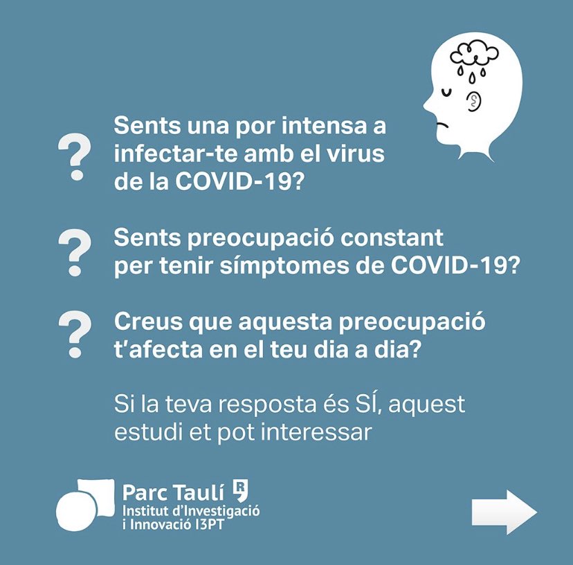 parctauli's tweet photo. El Parc Taulí cerca persones voluntàries per participar en un estudi clínic que té per objectiu tractar, de manera remota, els sentiments de por intensa i d’angoixa constant davant la #COVID19. 

Més info 👉🏼https://t.co/sgJvLec2HZ https://t.co/jQhxZ0n0Wv