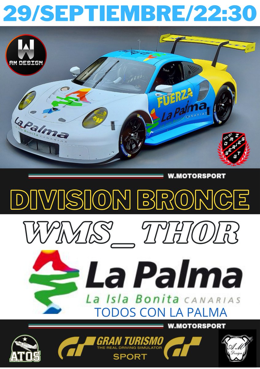 Hoy reaparece con <a href="/motorsport_w/">W. MOTORSPORT</a> en competición nuestro compañero <a href="/DavidGonzlezPo3/">David González Portela</a> en la división bronce del campeonato  <a href="/DmzSeries/">Campeonatos DMZ Series GT</a> 🚙💨💨
Carrera especial que sirve como homenaje 💪💪💪💪a la isla de LA PALMA mucha fuerza y ánimo 👏👏👏de parte de todo el equipo W.MOTORSPORT 💪