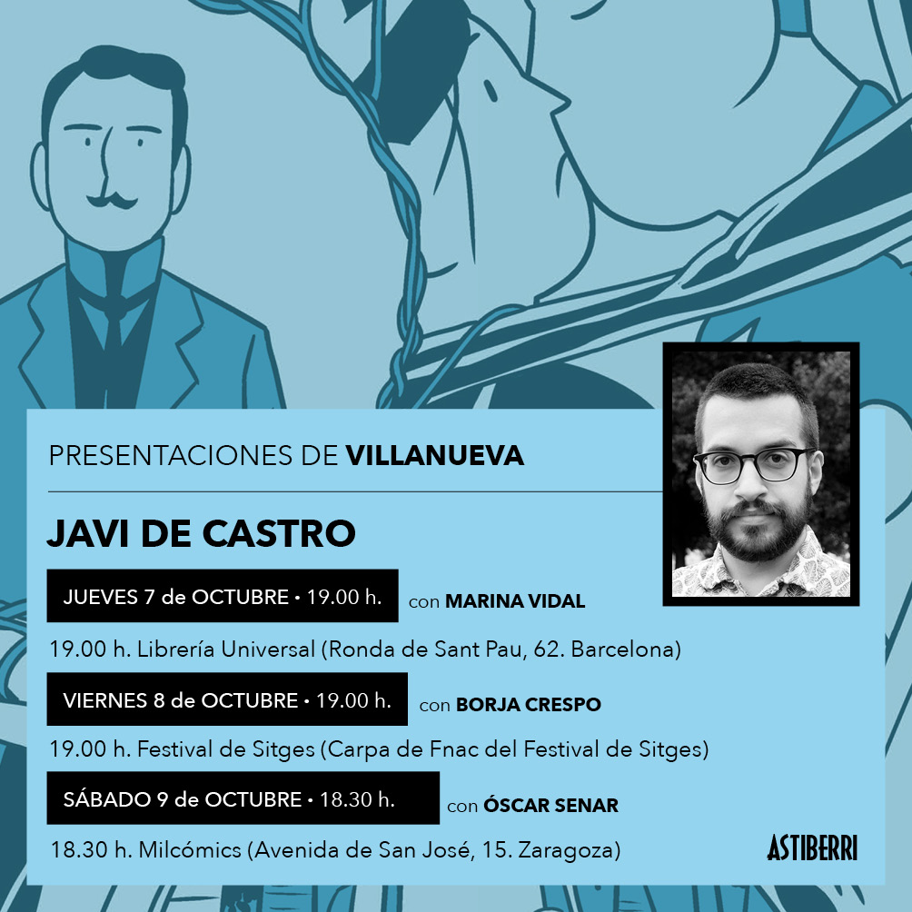 La semana que viene llega "Villanueva" de <a href="/javi_decastro/">Javi de Castro</a>
 y se presenta en Barcelona, Sitges y Zaragoza.

El jueves estará con <a href="/marimbavidal/">Marina Vidal</a> en <a href="/ComicsUniversal/">Universal Comics</a>
El viernes estará con <a href="/ElTioCreespy/">Borja Crespo</a> en <a href="/sitgesfestival/">Sitges Film Festival</a>
El sábado estará con @oscarsenar en <a href="/MILCOMICS/">Milcomics.com</a>

✨✨✨