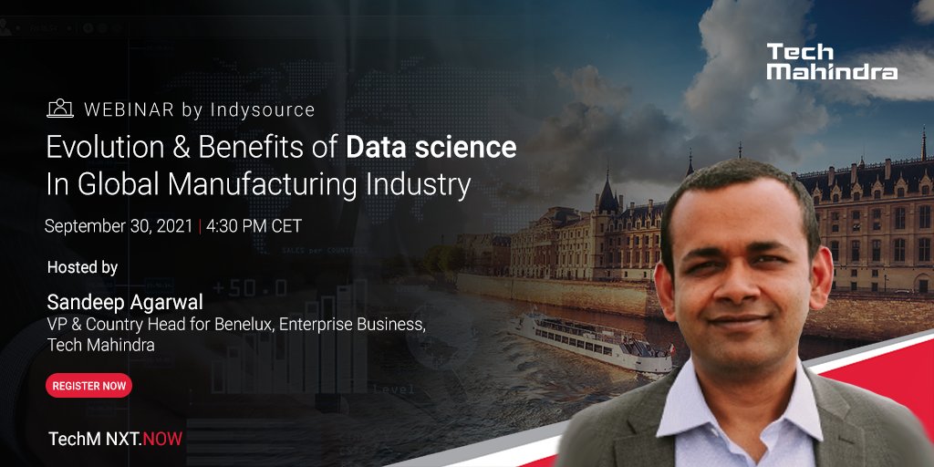 tech_mahindra's tweet photo. Join @sandyagrwl, VP and Country Head for Benelux, Enterprise Business - @tech_mahindra, for a webinar session on benefits of data science exclusively for independent sourcing advisors with indysource

Register now: https://t.co/t2QWmQy05l

#TechMInEurope #TechMNXTNOW https://t.co/n1R8EGLLba