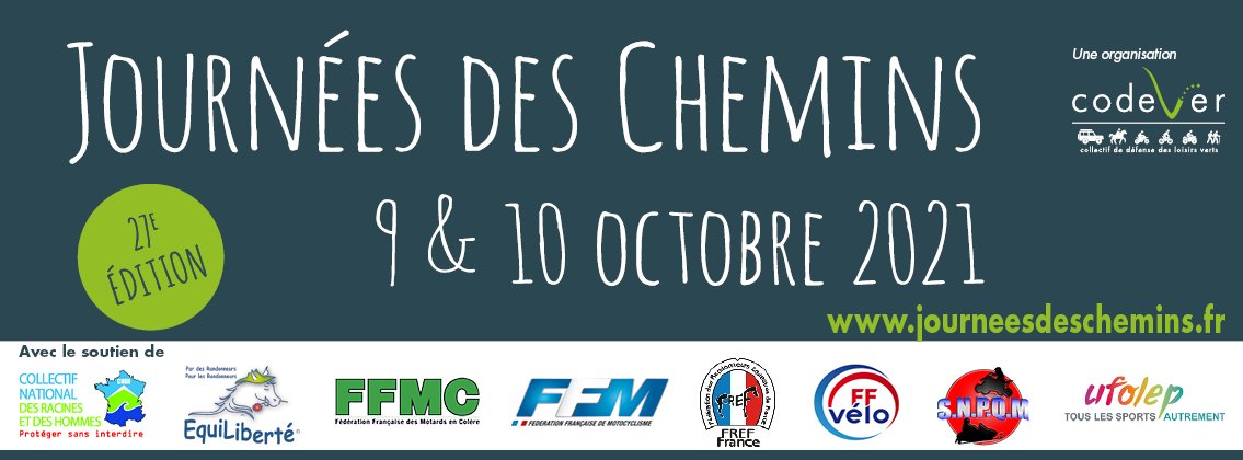 ffmoto's tweet photo. #JournéesDesChemins
9-10 octobre 2021 : C’est parti pour une belle 27ème édition. Proposée par l’association #Codever, collectif de défense des loisirs verts. https://t.co/NhpDUuLmzY https://t.co/0iO0sfNu7f