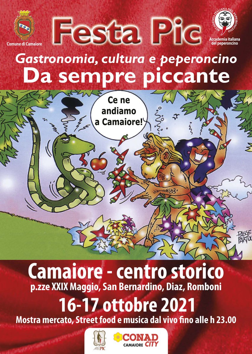 ComuneCamaiore's tweet photo. Torna la #FestaPic con frizzanti novità il 16 e 17 ottobrte nel centro storico di Camaiore in collaborazione con l'Accademia Italiana del #Peperoncino. Personaggio Pic 2021 Federico Fusca https://t.co/sHwH7FxWas https://t.co/ZShZ5cd6T7