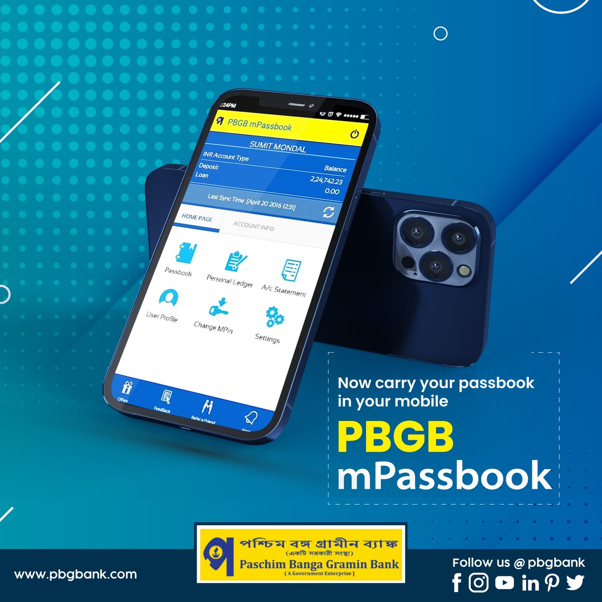 wbgbank's tweet photo. Now carry your passbook in your mobile
PBGB mPassbook
#paschimbangagraminbank #pbgb #pbgbmpassbook #mpassbook #banking #westbengal https://t.co/JQVT8UGzxR