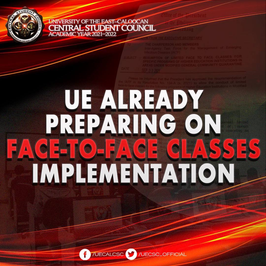 UECSC_Official's tweet photo. 𝐂𝐄𝐍𝐓𝐑𝐀𝐋 𝐔𝐏𝐃𝐀𝐓𝐄 | UE is already preparing on limited face-to-face classes implementation
#TransparenCSC
#TranCSCendence
#CSC2122 https://t.co/hRTELUMM02