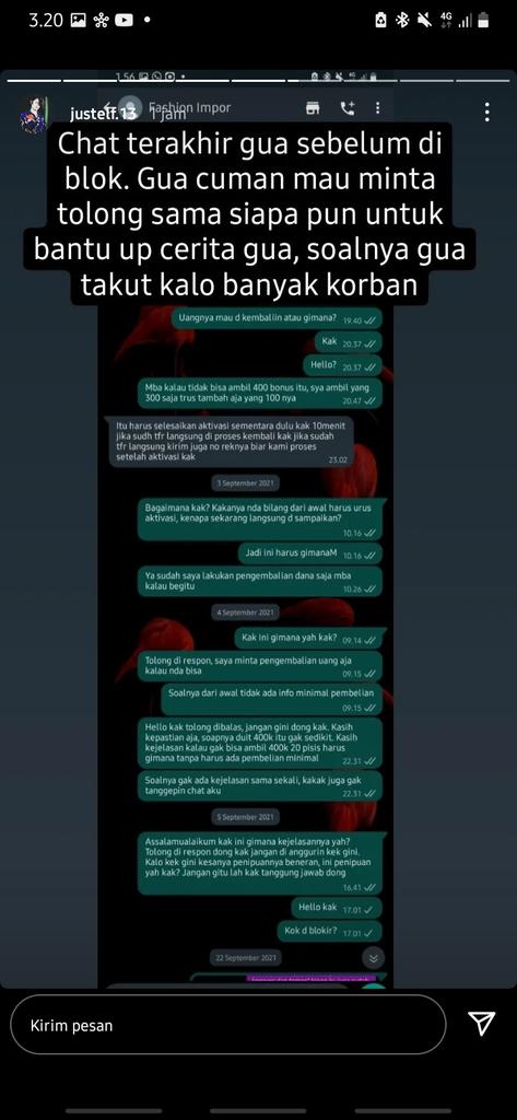 nanan_elf1209's tweet photo. Nah awalnya gua gak curiga ama ni olsop, tapi emang agak aneh sih dengan harganya yang murah tapi bisa dapet yang banyak. Karena itu gua tertarik dan coba ngechat dia kek gini https://t.co/2EYAocwgwE