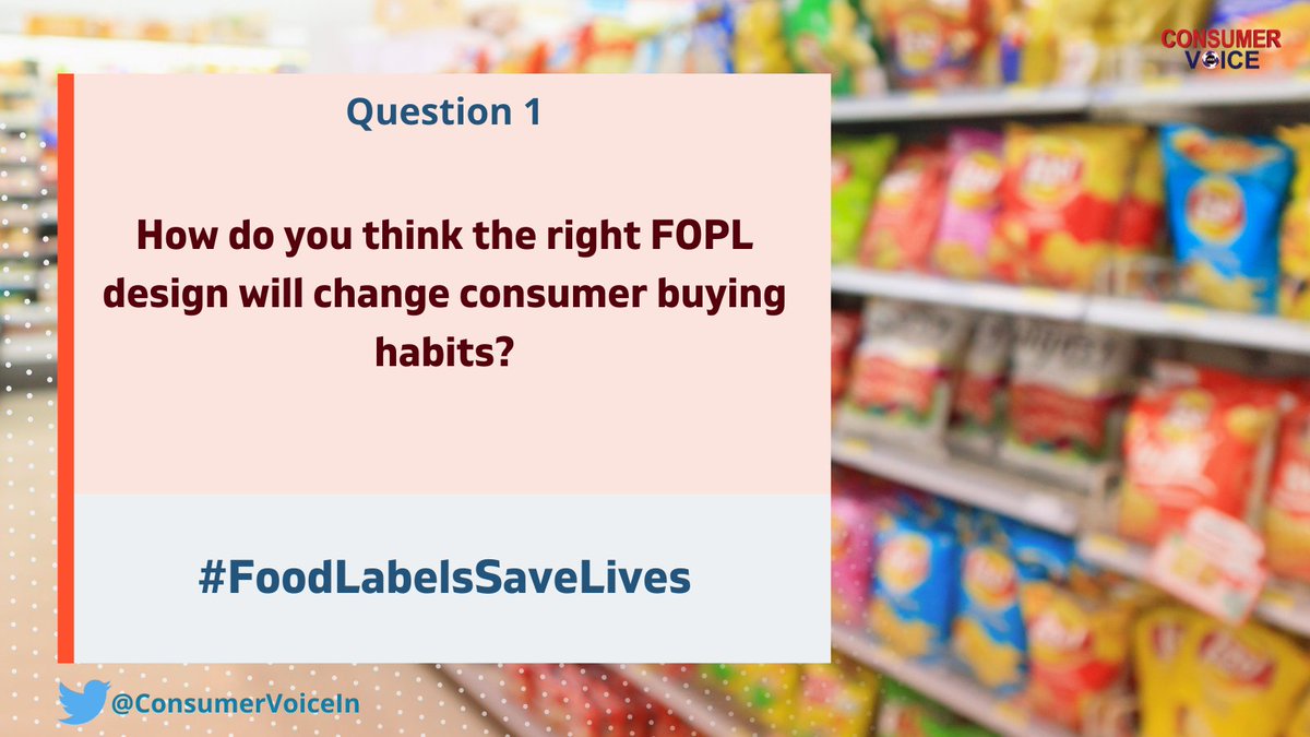 Q1. How do you think the right FOPL design will change consumer buying habits?
#FooldLabelsSaveLives #WorldHeartDay 

<a href="/fssaiindia/">FSSAI</a> <a href="/WHO/">World Health Organization (WHO)</a> <a href="/PMOIndia/">PMO India</a> <a href="/kavitadevgan/">Kavita Devgan</a>