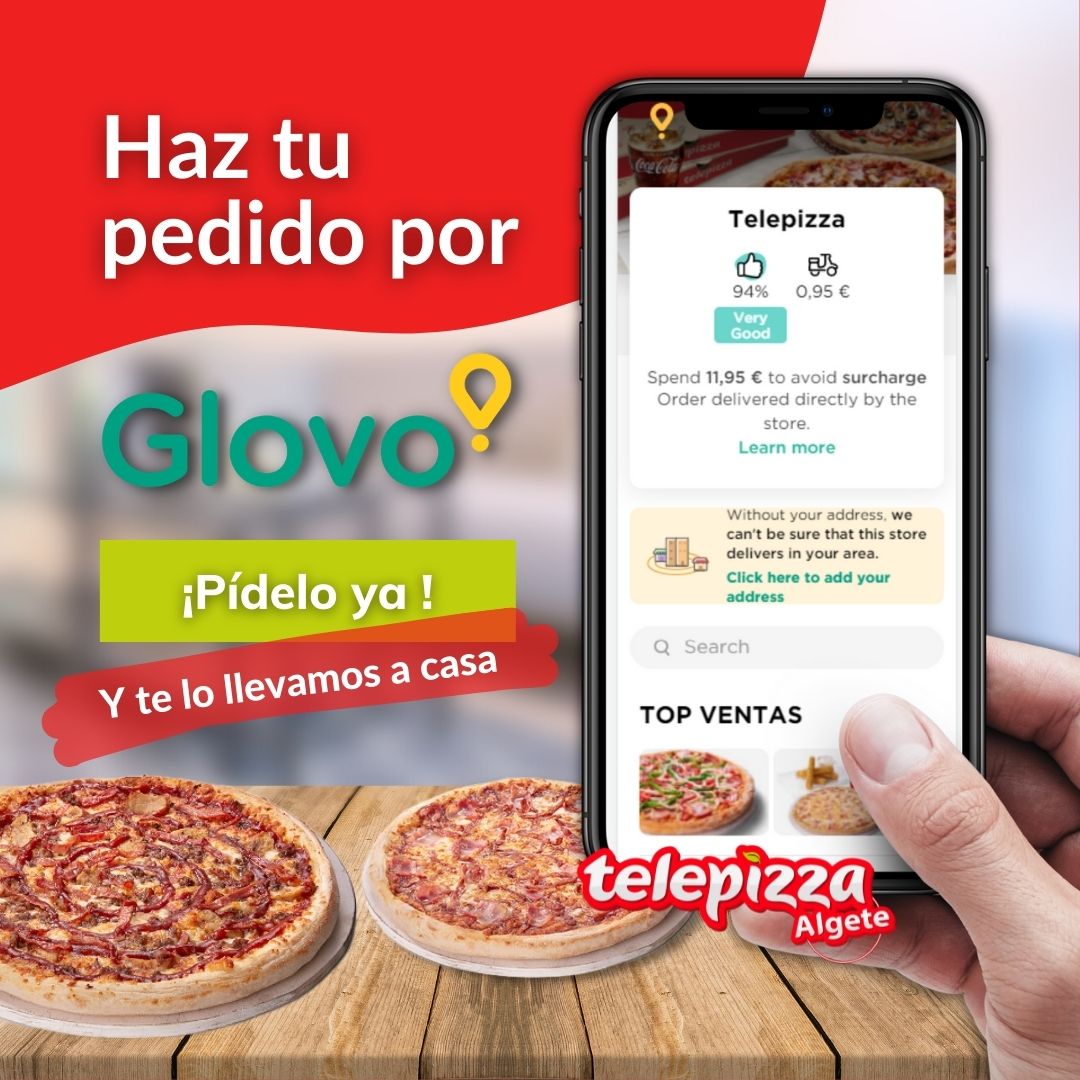 ¡BUENOS DÍAS!

¿Te apetecen unas pizzas a domicilio? 🤤

Haz tu pedido en #Glovo 📱 y TELEPIZZA ALGETE te las lleva a casa. 

TELEPIZZA ALGETE

📍 C/ Palomares, 14
☎️ 916 29 22 43
📧 malpasopizza@yahoo.es