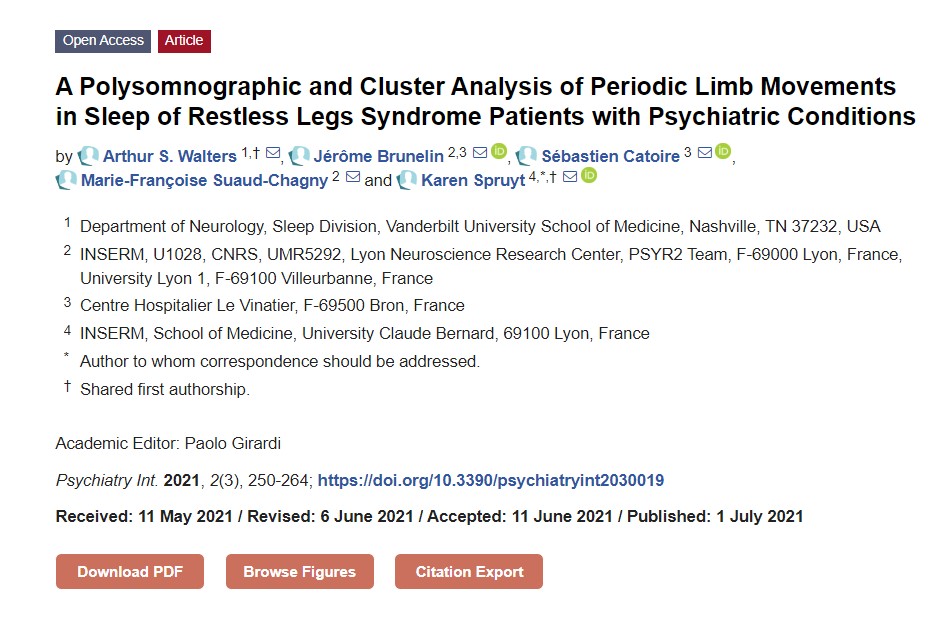 #PsychiatryintInterestingPaper

#Psychiatry

A Polysomnographic and Cluster Analysis of Periodic Limb Movements in Sleep of Restless Legs Syndrome Patients with Psychiatric Conditions

More at: mdpi.com/2673-5318/2/3/…

#psychiatric 

<a href="/MDPIOpenAccess/">MDPI</a>