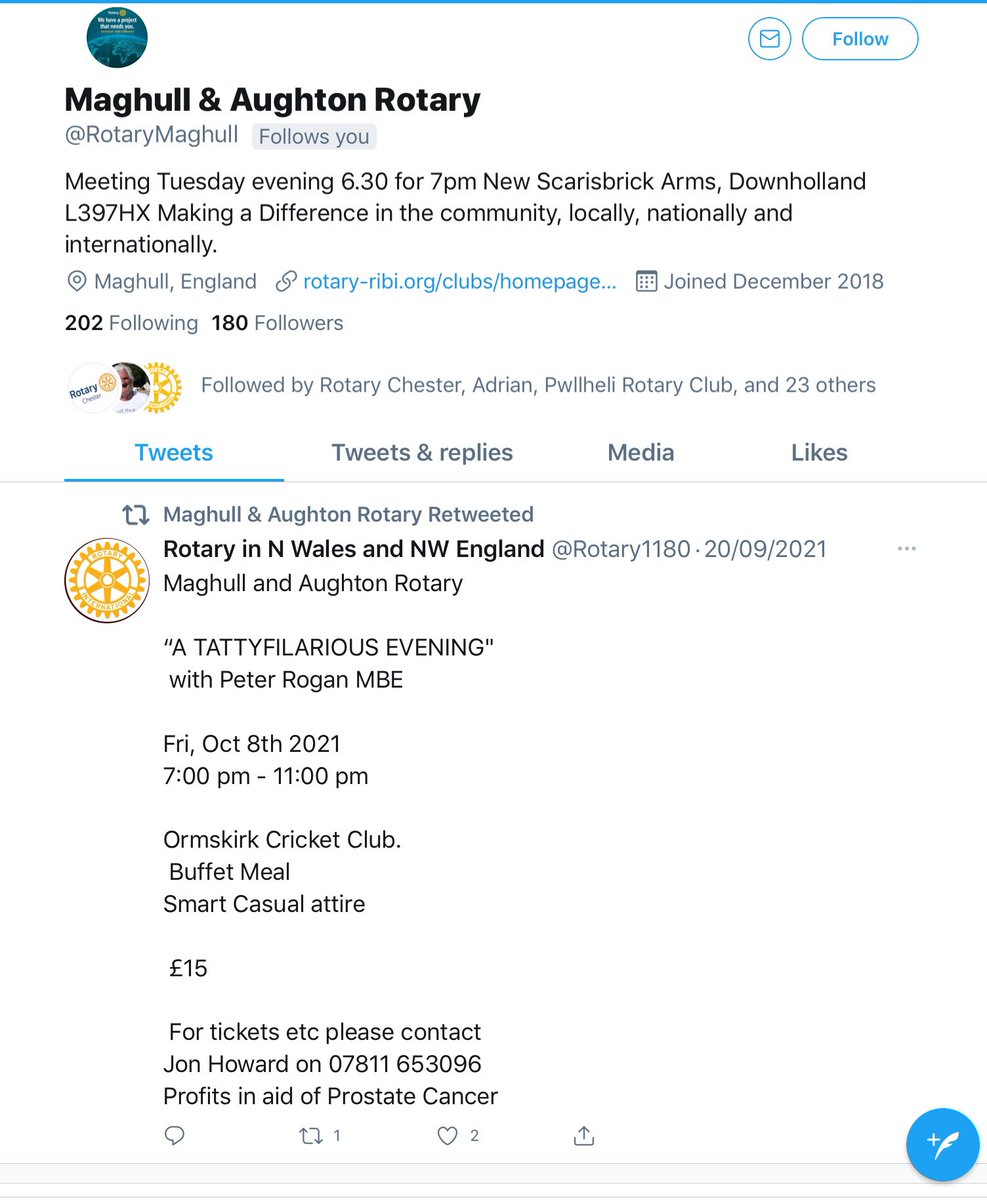 Rotary1180's tweet photo. Here’s ⁦⁦@RotaryMaghull⁩ 
(Maghull and Aughton Rotary ) 
using ⁦@Twitter⁩ in a good way, to strut their stuff
(tap/click the link to see in full)

Why not give ⁦@RotaryMaghull⁩ a follow? https://t.co/myfG8UBbuU