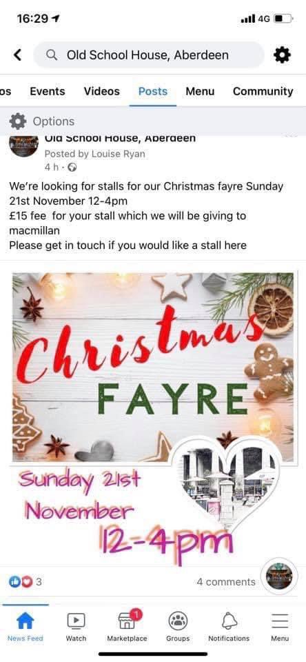 Old School House are looking for stall holders for a Xmas fair, see details below. #christmas #aberdeen