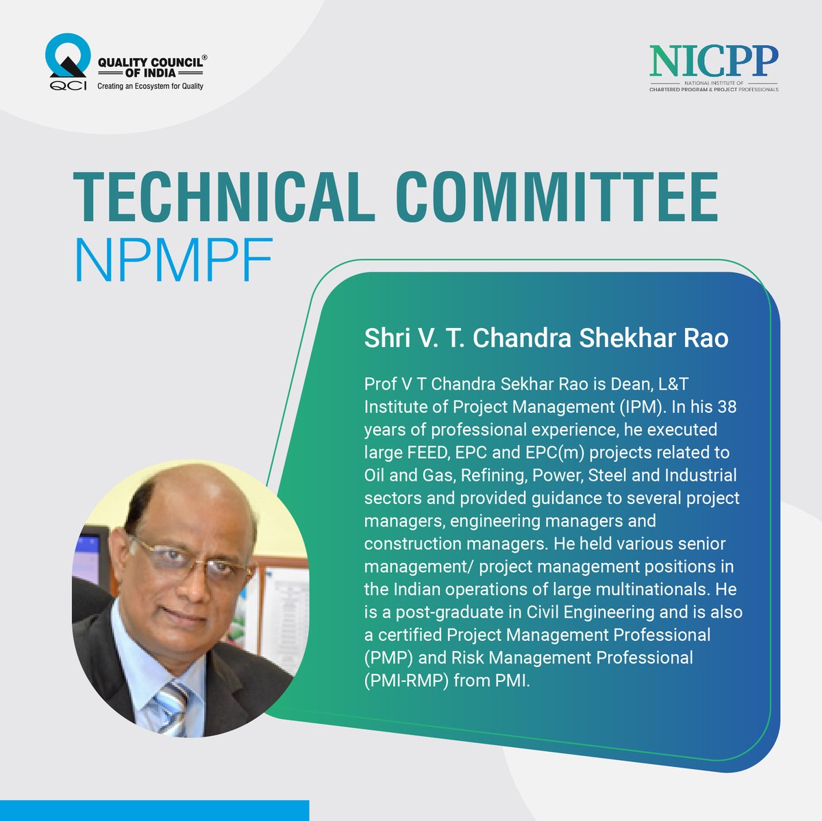 QCI_NICPP's tweet photo. Introducing the Technical Committee members responsible for giving shape and direction to the #NPMPF initiative.
#projectmanagement https://t.co/Xaf0zxSqsD