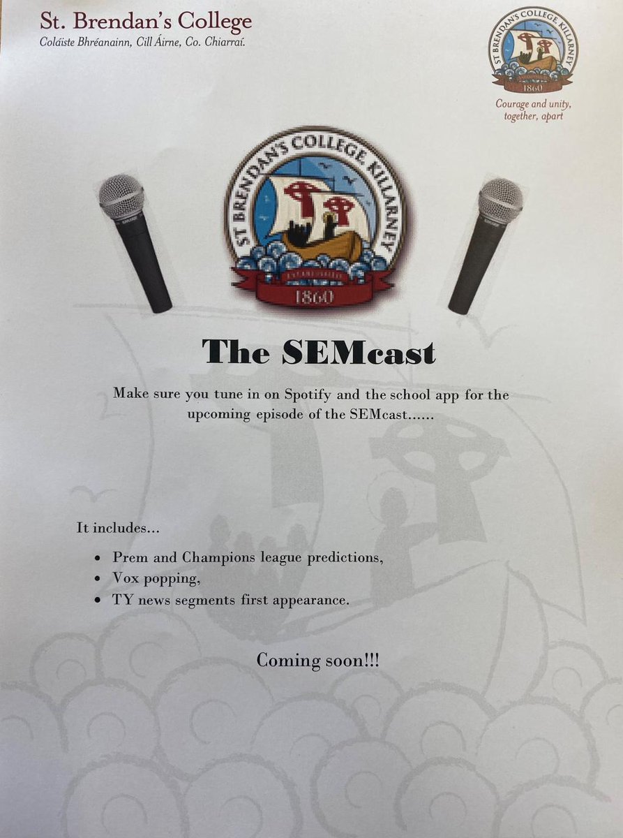 Coming Soon...   The SEMcast - Make sure you tune in on Spotify and the school app for the upcoming episode of the SEMcast.....