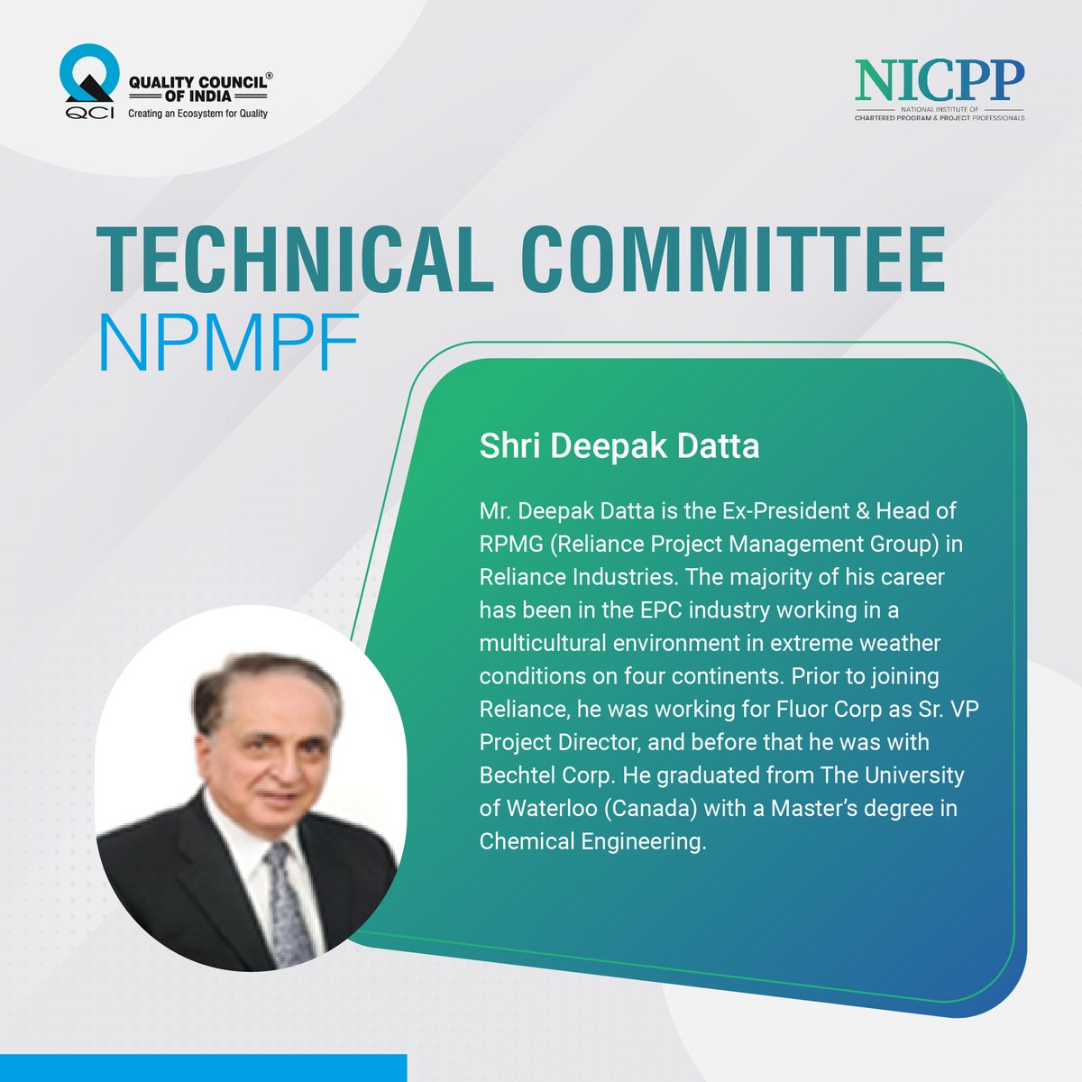 QCI_NICPP's tweet photo. Introducing the Technical Committee members responsible for giving shape and direction to the #NPMPF initiative.
#projectmanagement https://t.co/Xaf0zxSqsD