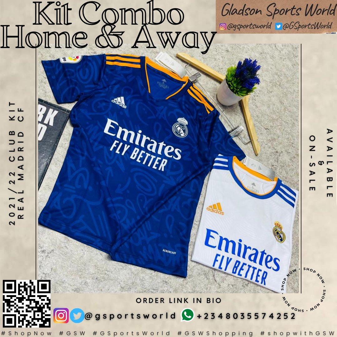 GSportsWorld's tweet photo. 🚨HOME &amp; AWAY KIT COMBO: REAL MADRID CF⚪🗯

#shopwithGSW Gladson Sports World 
 Website - 
🌐 https://t.co/tIlMpnbLO7 
Online Catalogue 
🌐https://t.co/A3OHhaBKl2

#GSWShopping #realmadridcf #RealMadridSheriff #losblancos #UCL #madrid #RealMadrid #realmadridcf https://t.co/1ZPpQiWWDS