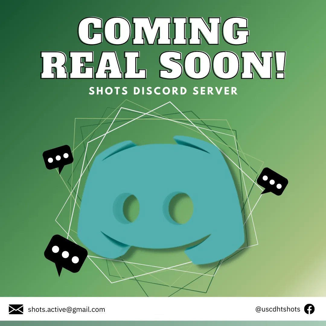 uscshots's tweet photo. 𝗖𝗵𝗲𝗰𝗸 𝗼𝘂𝘁 𝗼𝘂𝗿 𝘀𝗼𝗰𝗶𝗮𝗹𝘀!

SHOTS has prepared a server just for you, USC-DHT students! This is coming real soon, so you'd better keep on the lookout for our announcements! https://t.co/J7SlgaMk2J
