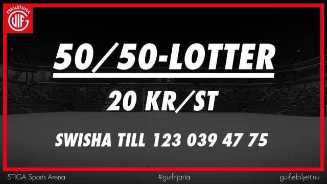 Försäljningen av 50/50-lotter är igång inför kvällens match. För att delta i lotteriet ska swishbetalningen vara genomförd innan matchens slutsignal ❤️ #guifhjärta #banken_eskilstunaguif #idrottsevolution #hummelsports