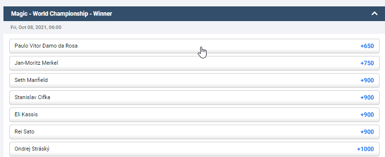 WJelger's tweet photo. Lines are up on @Pinnacle for #MTGWorlds! PV is the favorite to defend his title. 
https://t.co/C2gOOUSqzv https://t.co/5RROJBaVDx