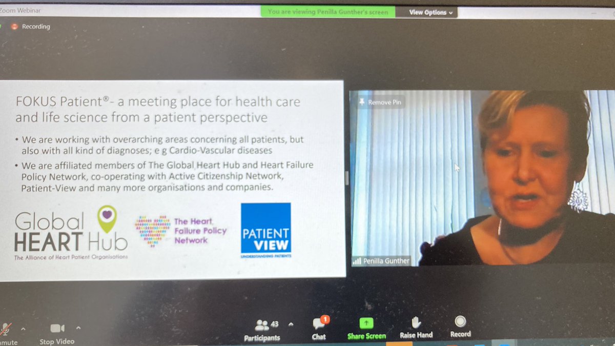 Always a pleasure listening to <a href="/penilla/">Penilla Gunther</a>, who highlights why #CVD advocates should collaborate and share best practices. She highlights <a href="/GlobalHeartHub/">Global Heart Hub</a> #COVID19 campaign &amp; <a href="/HFPolicyNetwork/">Heart Failure Policy Network</a> #ActionOnHF as useful resources.