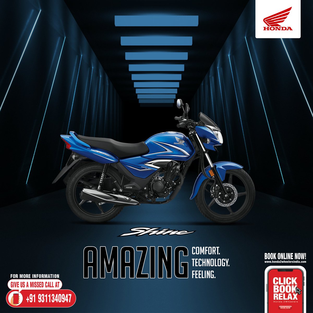 honda2wheelerin's tweet photo. Ride smoothly with the #AmazingNew Honda Shine, equipped with Amazing technology that gives you Amazing Comfort! For further information, give us a missed call on +919311340947 or visit our website: https://t.co/GbwzzIiRRP #Honda #Shine https://t.co/LalnknWPd0