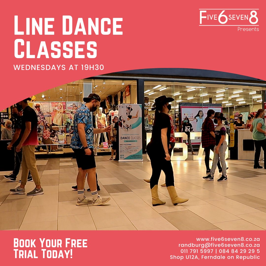 five6seven8ds's tweet image. Get your boots on for our Weekly Line Dance Class! Offered weekly on Wednesdays at 19h30!

#linedance #linedancing #linedanceclass #linedancers #linedances