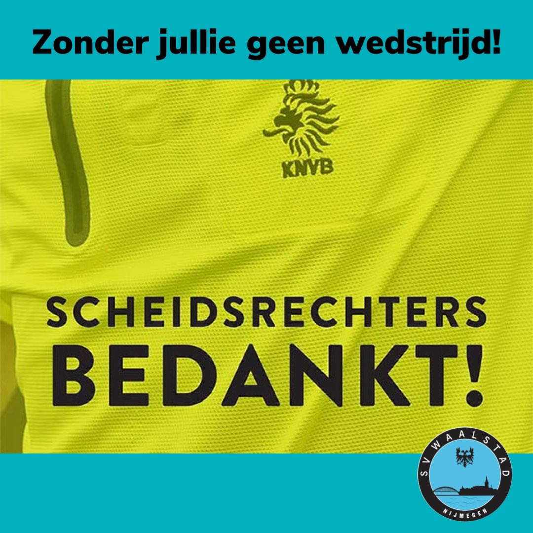 Wij danken alle scheidsrechters, ook de thuisfluiters bij de uitwedstrijden 😜 Zonder jullie geen wedstrijden, bedankt voor jullie inzet! #svwaalstad #dankbaar #scheidsbedankt #weekvandescheids