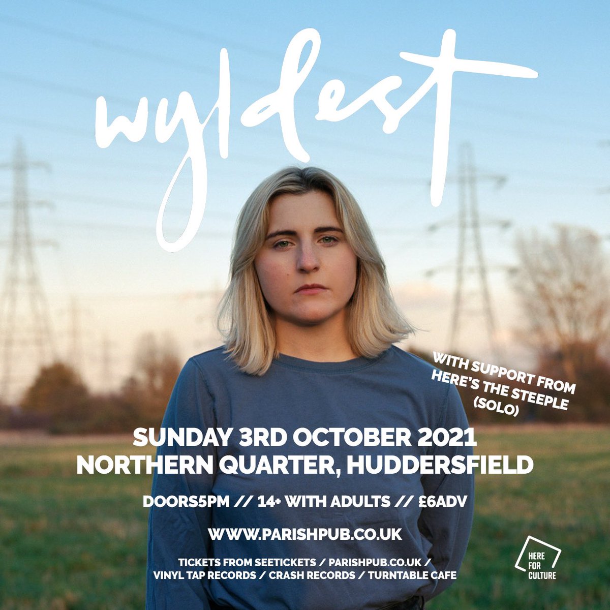 Parish (@parishhudd) on Twitter photo <a href="/ParishEventsUK/">Parish Events</a> presents <a href="/Wyldest/">Wyldest</a> live at <a href="/NQuarterHudd/">Northern Quarter Huddersfield</a> this Sunday 3rd Oct. support from Here’s The Steeple (solo). Grab your tickets now - bit.ly/WYLDEST-HUDDS ❤️ <a href="/ParishEventsUK/">Parish Events</a> presents <a href="/Wyldest/">Wyldest</a> live at <a href="/NQuarterHudd/">Northern Quarter Huddersfield</a> this Sunday 3rd Oct. support from Here’s The Steeple (solo). Grab your tickets now - bit.ly/WYLDEST-HUDDS ❤️
