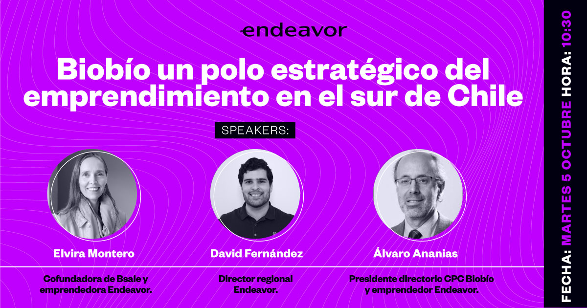 Te invitamos al lanzamiento de nuestra nueva oficina de #Biobío con una gran conversación que contará con <a href="/ElviraMontero/">Elvira Montero</a> Cofundadora de <a href="/bsalechile/">Bsale Chile</a>, Álvaro Ananías fundador de <a href="/GenesysChile/">Genesys</a> y nuestro Director Regional <a href="/david_fdzt/">David Fernandez</a>🚀

Inscríbete aquí 👉🏼lnkd.in/eGth7nZn