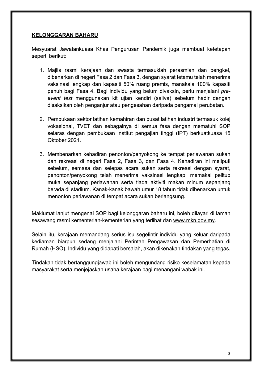 Bfm News On Twitter 2 States Under Phase 2 3 And 4 Of The Nrp Will Now Also Be Allowed To Hold Sporting Events With Live Audiences However All Individuals Must Be