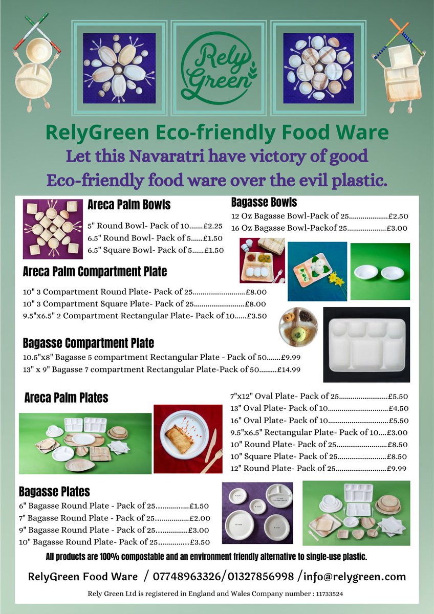 relygreeneco's tweet photo. Celebrate this festive season of Navratri with RelyGreen eco-friendly foodware. #navratri #navratri2021 #arecapalmplates #gogreen #golu #ecofriendly https://t.co/LBj6q1oZAd