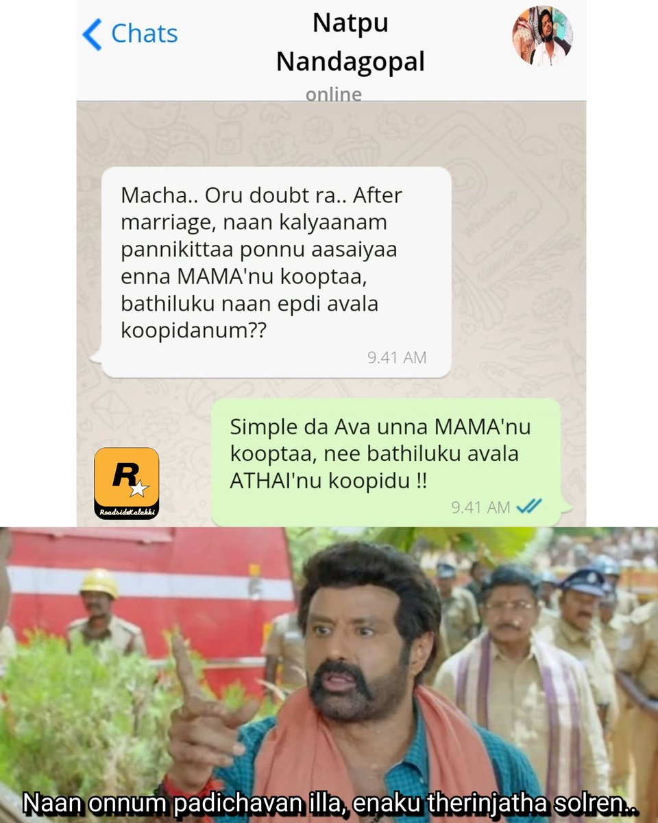 RoadsideKalakki's tweet photo. Logically correct thaane
#MARVEL #trending #birthday #youtube #vijaytv #foodie #friends #ipl
.
.
#simbu #vijaysethupathy #tamil #gpmuthu #dhanush #surya #corona #kamalhaasan #arrahman #vijay #ajith #nayanthara #netflix #marvel #rajinikanth #sivakarthikeyan #roadsidekalakki #memes https://t.co/bR5pXBrZTx