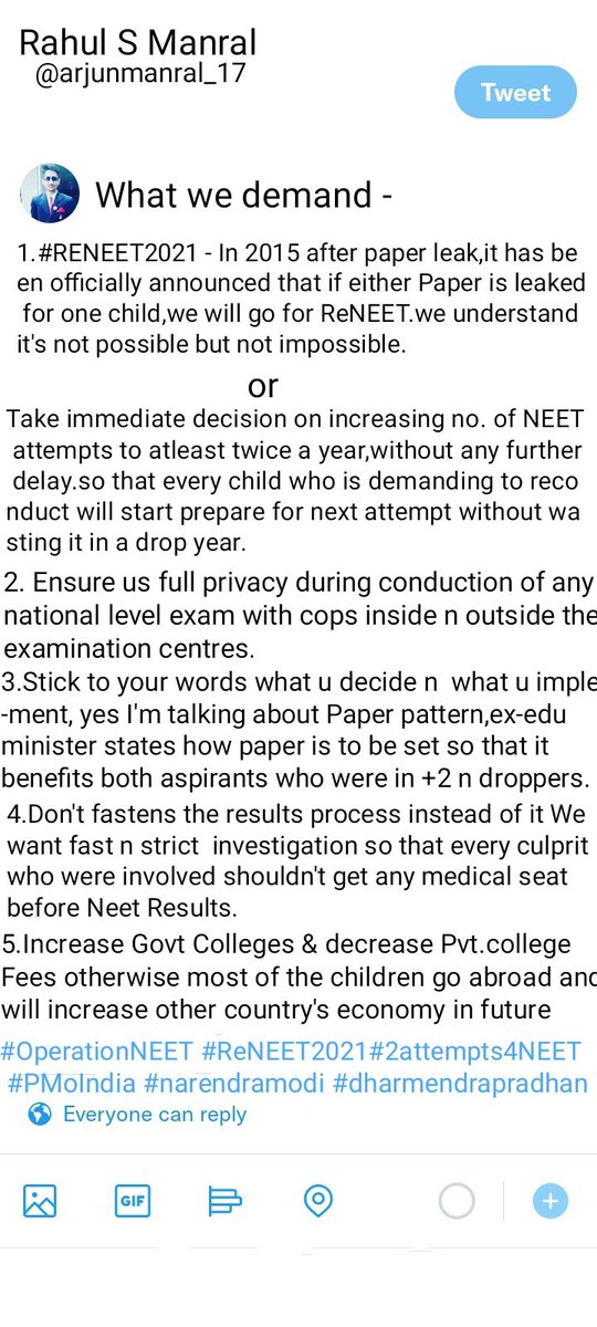 arjunmanral_17's tweet photo. @vishwanathafmc 
#NEETAGAIN
#RENEET2021
#OPERATIONNEET 
#2ATTEMPTS4NEET
#DG_NTA 
#dharmendrapradhan
#narendramodi https://t.co/krkzOXwE6k