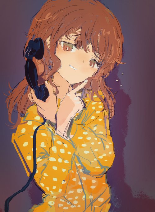 「blush talking on phone」 illustration images(Latest)