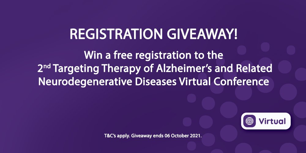 Fusion Conferences (@fusion_conf) on Twitter photo REGISTRATION GIVEAWAY!
Want to win a free registration to our 2nd Targeting Therapy of Alzheimer’s and Related Neurodegenerative Diseases Virtual Conference? Like & Re-tweet for your chance to win! Winner announced 6th October via
<a href="/Fusion_Conf/">Fusion Conferences</a> #TargetAD21 REGISTRATION GIVEAWAY!
Want to win a free registration to our 2nd Targeting Therapy of Alzheimer’s and Related Neurodegenerative Diseases Virtual Conference? Like & Re-tweet for your chance to win! Winner announced 6th October via
<a href="/Fusion_Conf/">Fusion Conferences</a> #TargetAD21