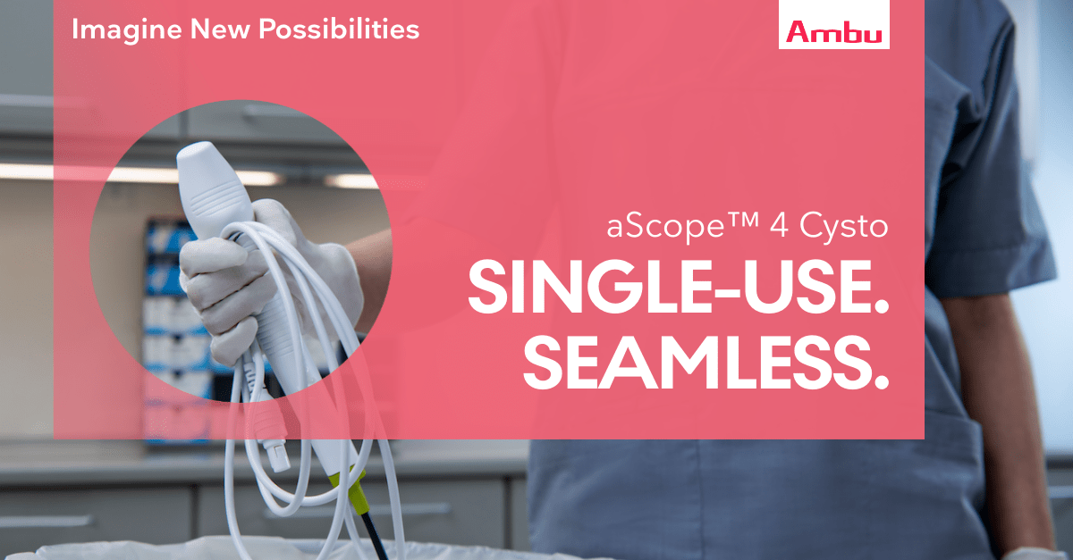 The Ambu® aScope™ 4 Cysto eliminates the need for reprocessing and enables you to cut costs such as cleaning supplies, maintenance, and costly repairs.

Want to see the aScope Cysto in action? Get access and view five clinical procedure videos now: ow.ly/XH6y50Gdc3g
