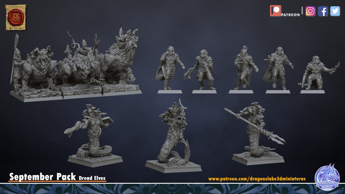 DragonsLakeMntr's tweet photo. Last days to get the September patreon pack
https://t.co/W16KG33Qwg
-Unit of 3 different gorgons
-Unit of 5 different shadow hunters
-Unit of 3 different thunder pack
#theninthage #the9thage #hobby #wargames #3dprint #miniatures #boardgames #3dresin #dreadelves #darkelf #aos https://t.co/Rieya4EXHc