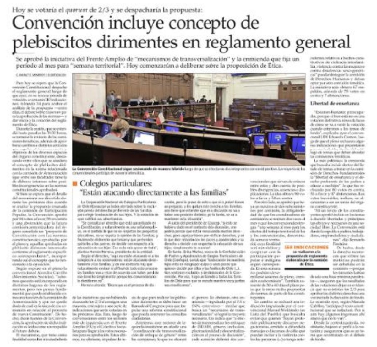 mcubillossigall's tweet photo. Incorporación de plebiscito dirimente intermedio hace irrelevante quórum de 2/3 (no habrá necesidad de alcanzarlo para aprobar una norma) y anticipa el siguiente paso: eliminarán plebiscito de salida “por innecesario”. Pasada de máquina, en buen chileno. https://t.co/pVwbIFGYiQ