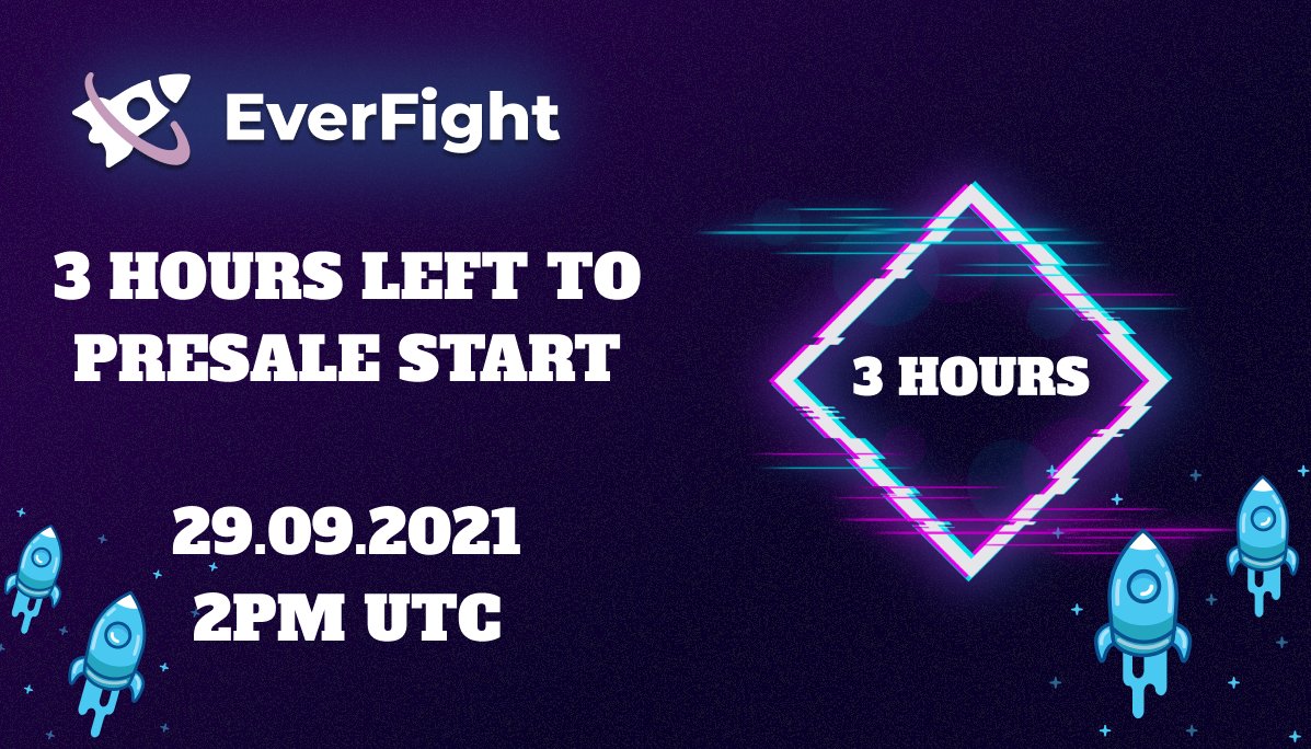 Just 3 Hours left for the EverFight presale start! To join visit everfight.games

#GameFi #play2earn #P2E #NFT #NFTGaming #PlaytoEarn #BSC #BNB $BNB