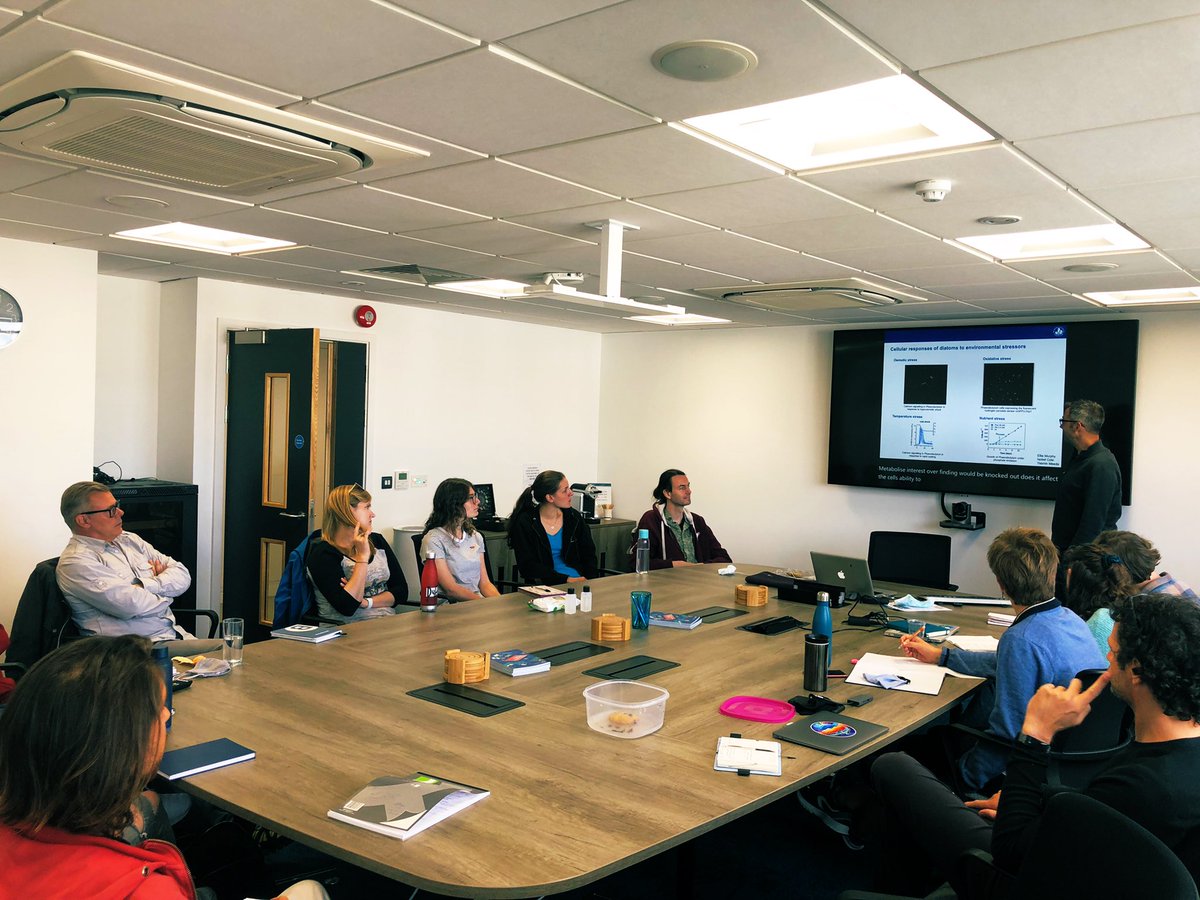 Mike_J_Allen's tweet photo. Enjoying a great science session today between @thembauk @PlymouthMarine @UniofExeter @UoEBiosciences plankton researchers! The future is bright and very green looking! https://t.co/UKqSNVOqII